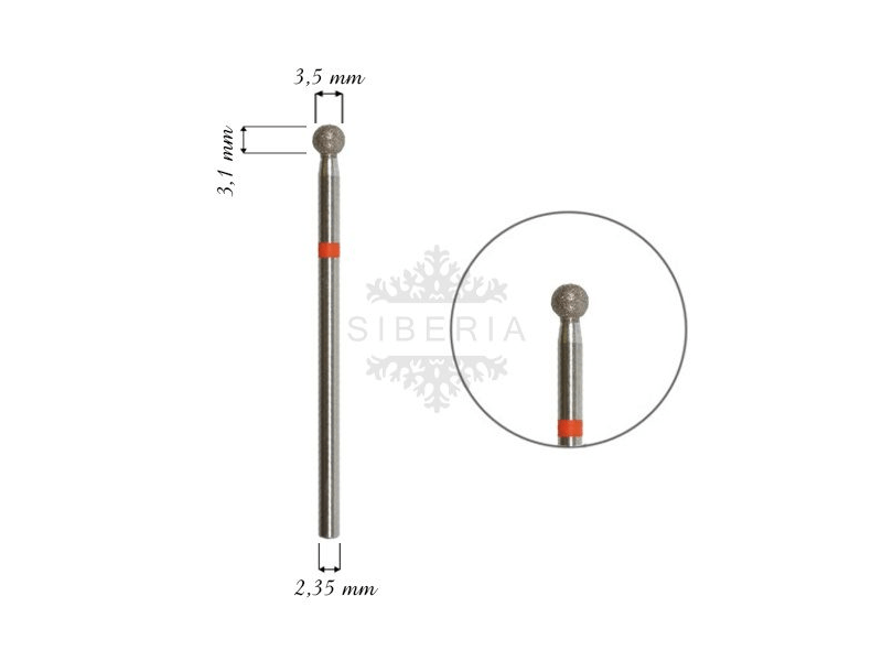 Fresa de diamante redonda grano fino BOLA-ROJA 3,5MM