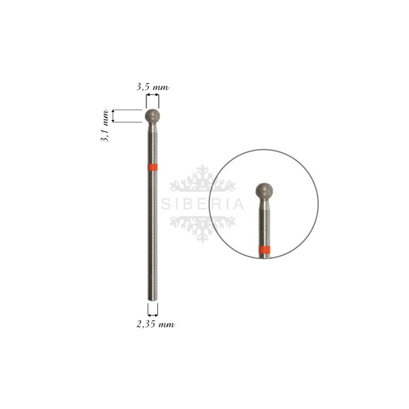 Fresa de diamante redonda grano fino BOLA-ROJA 3,5MM