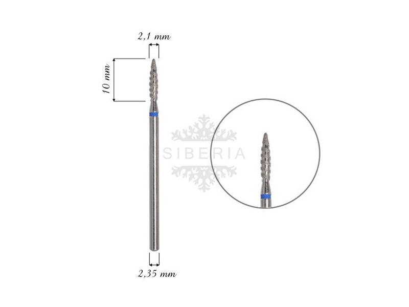 Fresa de diamante TORNADO AZUL forma llama 2.1mm