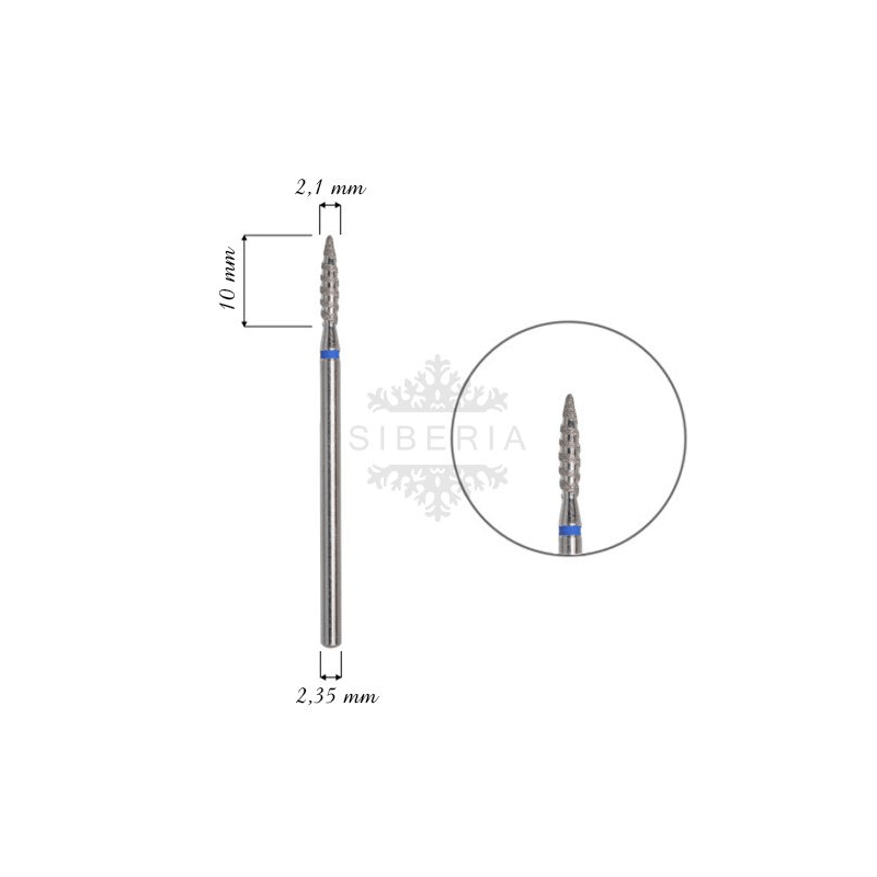Fresa de diamante TORNADO AZUL forma llama 2.1mm