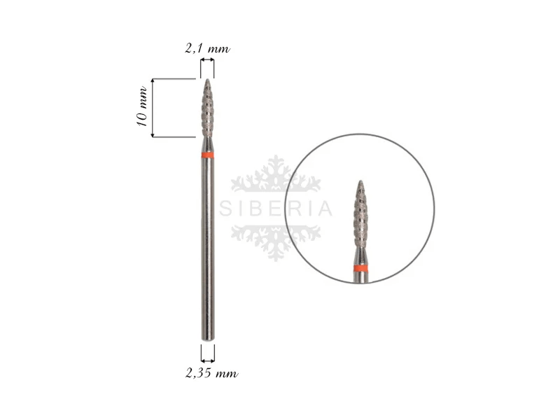 Fresa de diamante TORNADO,roja forma llama 2.1mm